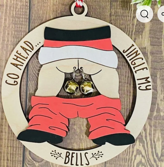 Wooden jingle my balls ornament